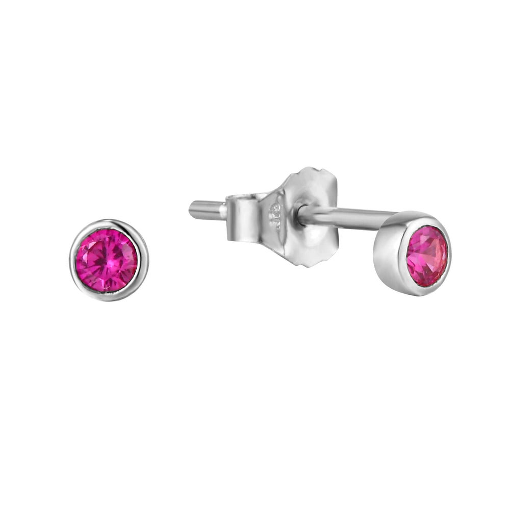 9ct Solid White Gold Ruby Bezel Studs