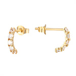 9ct Solid Gold CZ Claw Half Hoop Studs - seol-gold