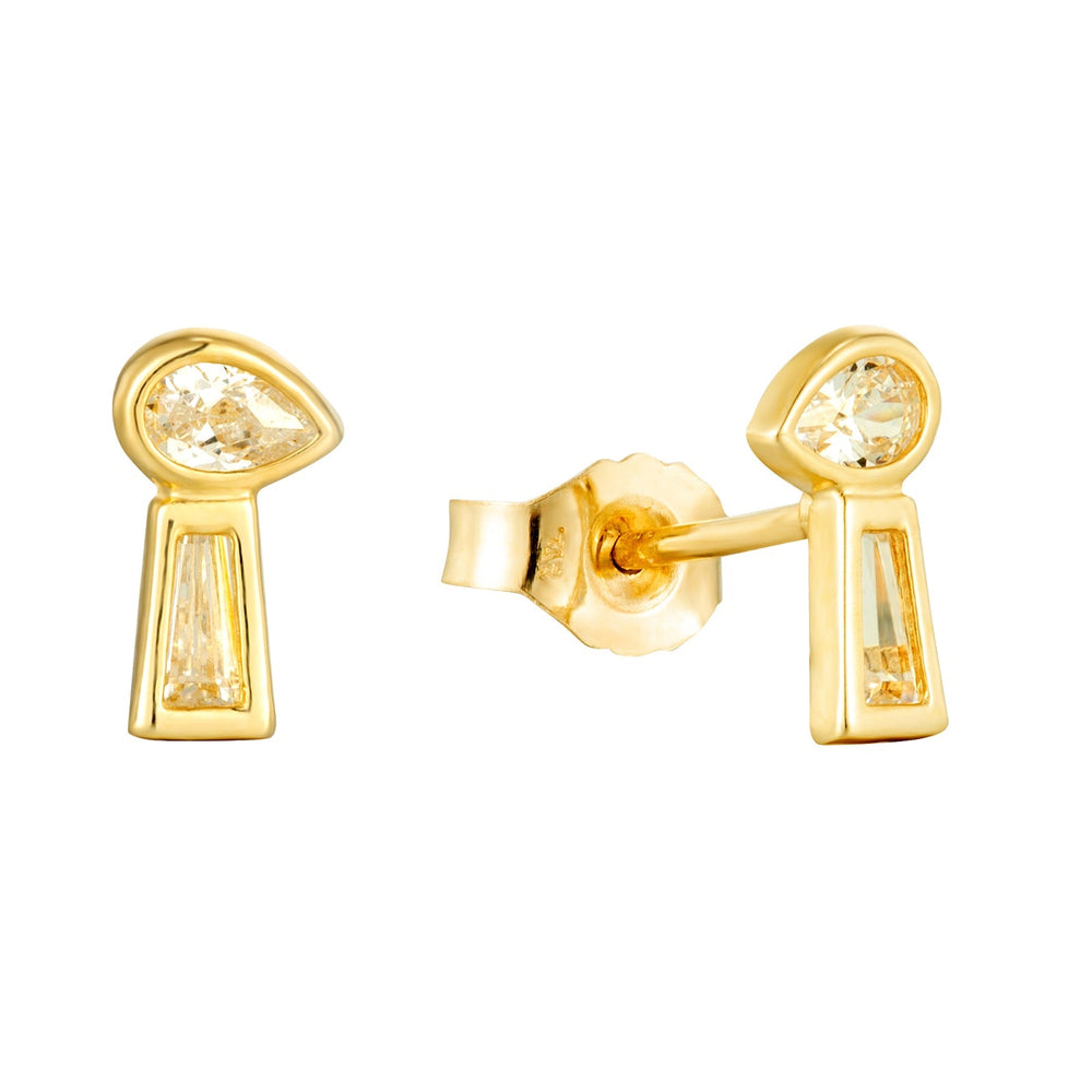9ct Solid Gold Moi Et Toi CZ Stud Earring