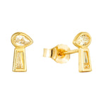 9ct Solid Gold Moi Et Toi CZ Stud Earring