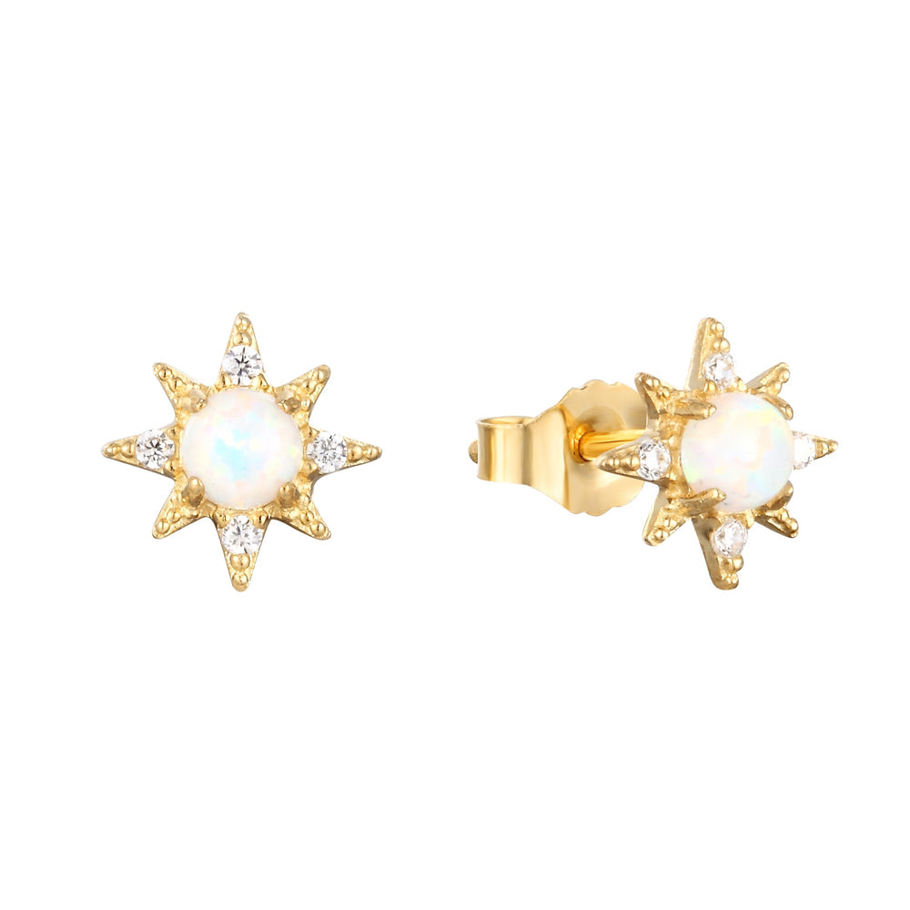 9ct Solid Gold Opal Star Studs