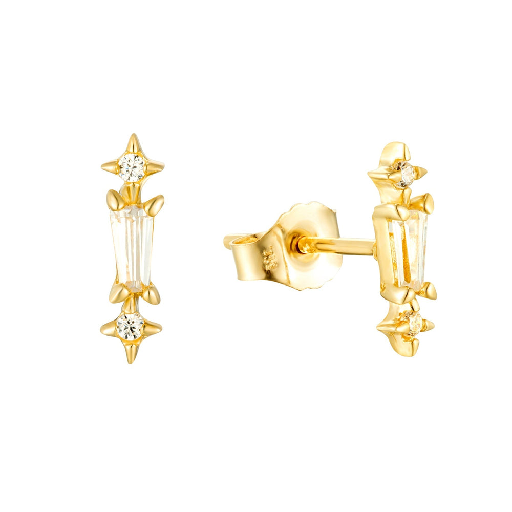 9ct Solid Gold - three stone - earring - seolgold