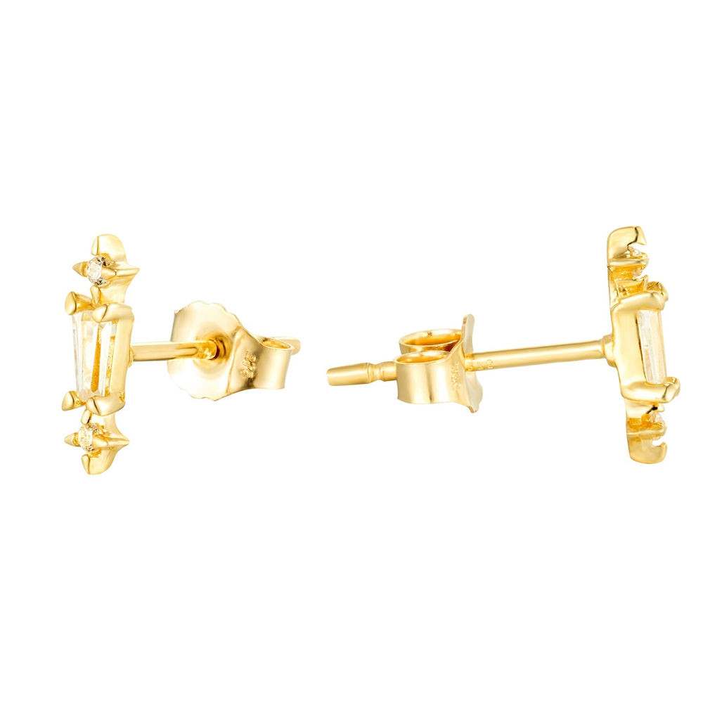 9ct Solid Gold - baguette cz earring - seolgold
