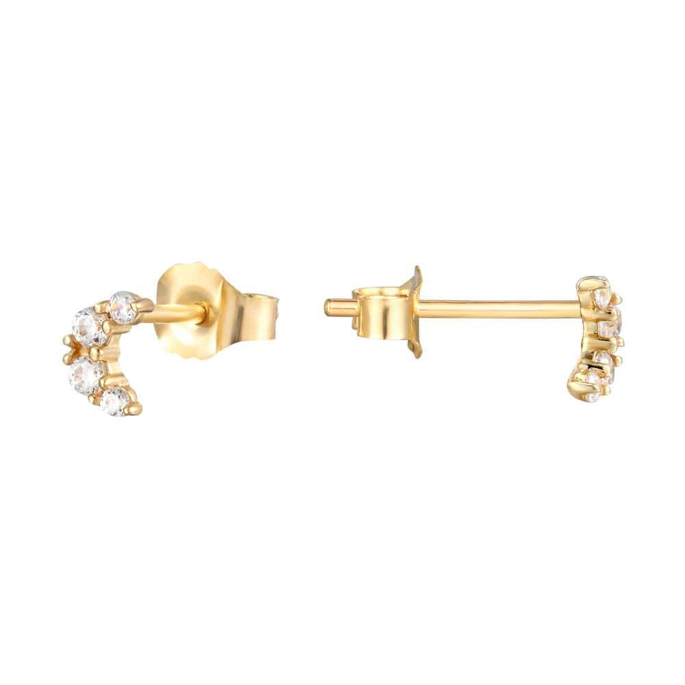 gold CZ stud earrings - seol-gold