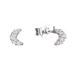 Sterling Silver CZ Moon Studs