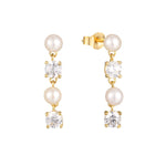 9ct Solid Gold CZ and Pearl Earrings