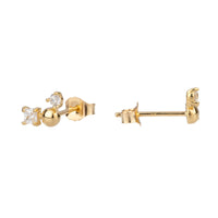 Gold earrings with clear gemstones on a white background - seolgold