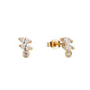 Gold earrings with clear gemstones on a white background - seolgold