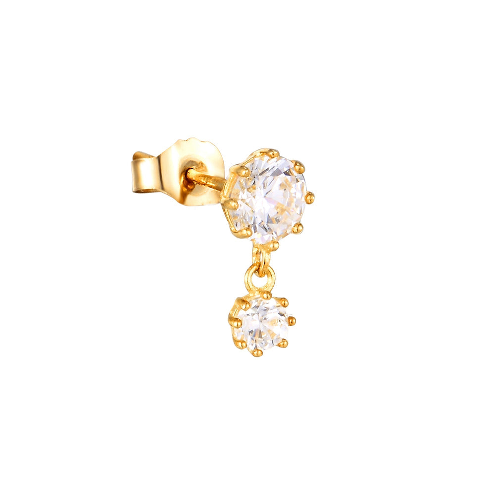 9ct Solid Gold Scallop CZ Charm Studs
