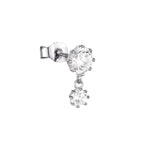 Sterling Silver Scallop CZ Charm Studs