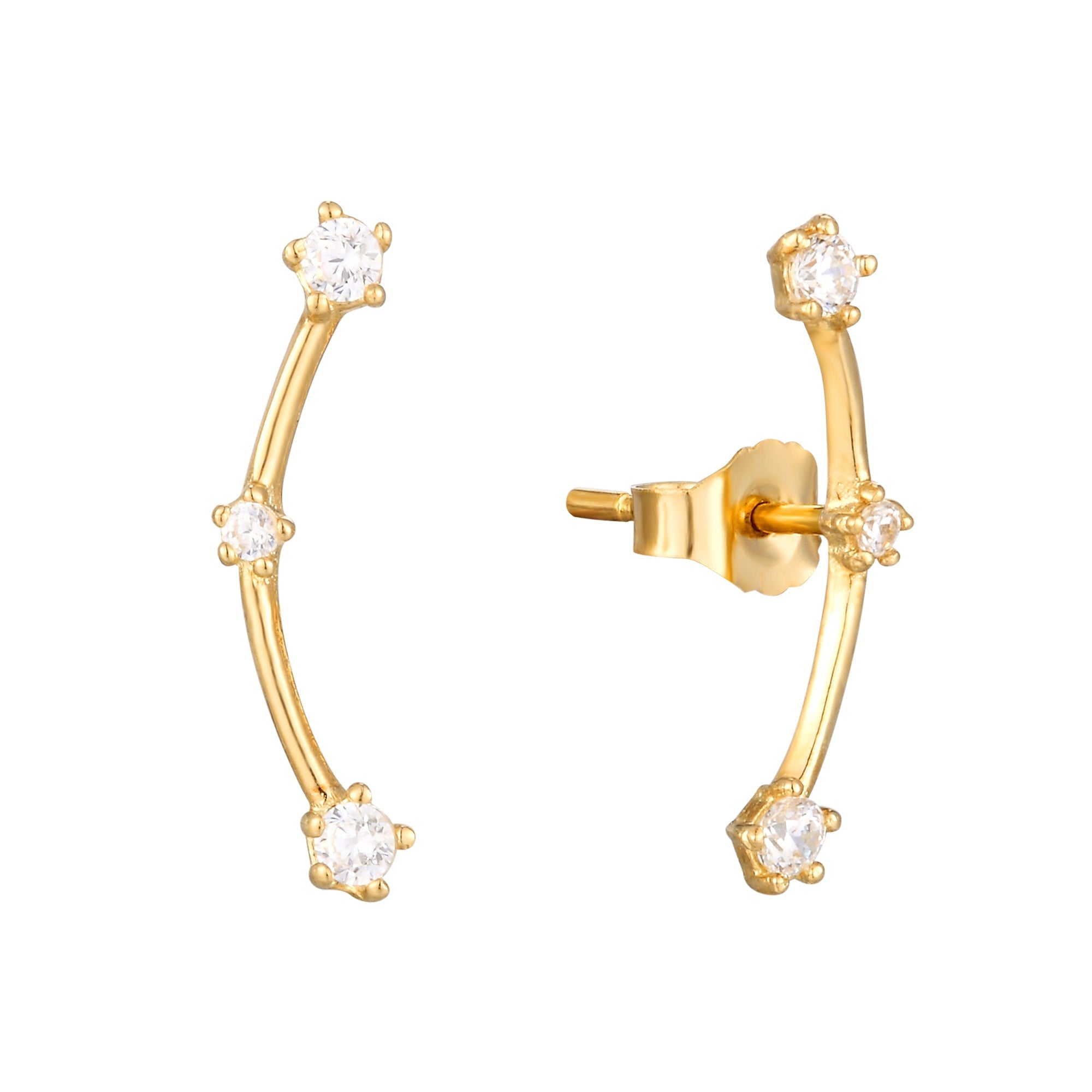 9ct Solid Gold cz constellation climber stud - seol-gold