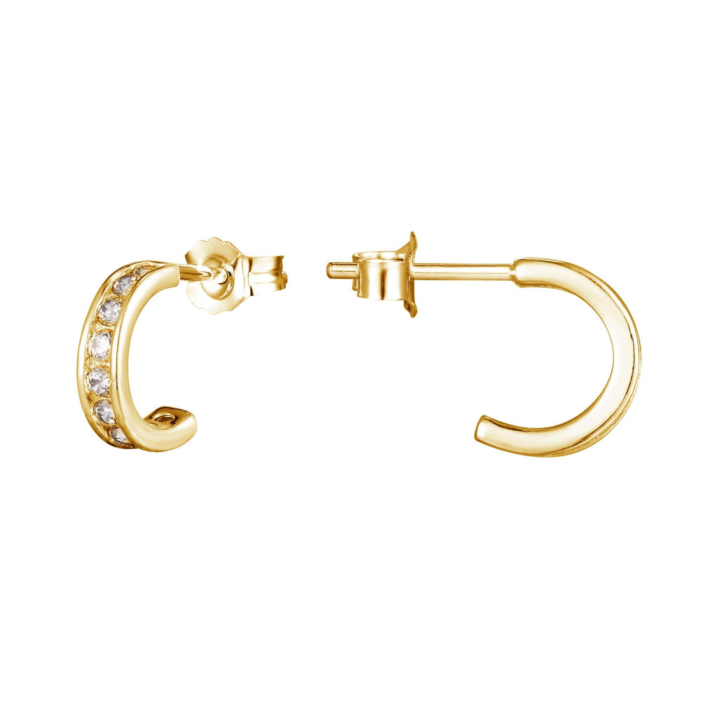18ct Gold Vermeil CZ Half-Hoop Stud Earrings