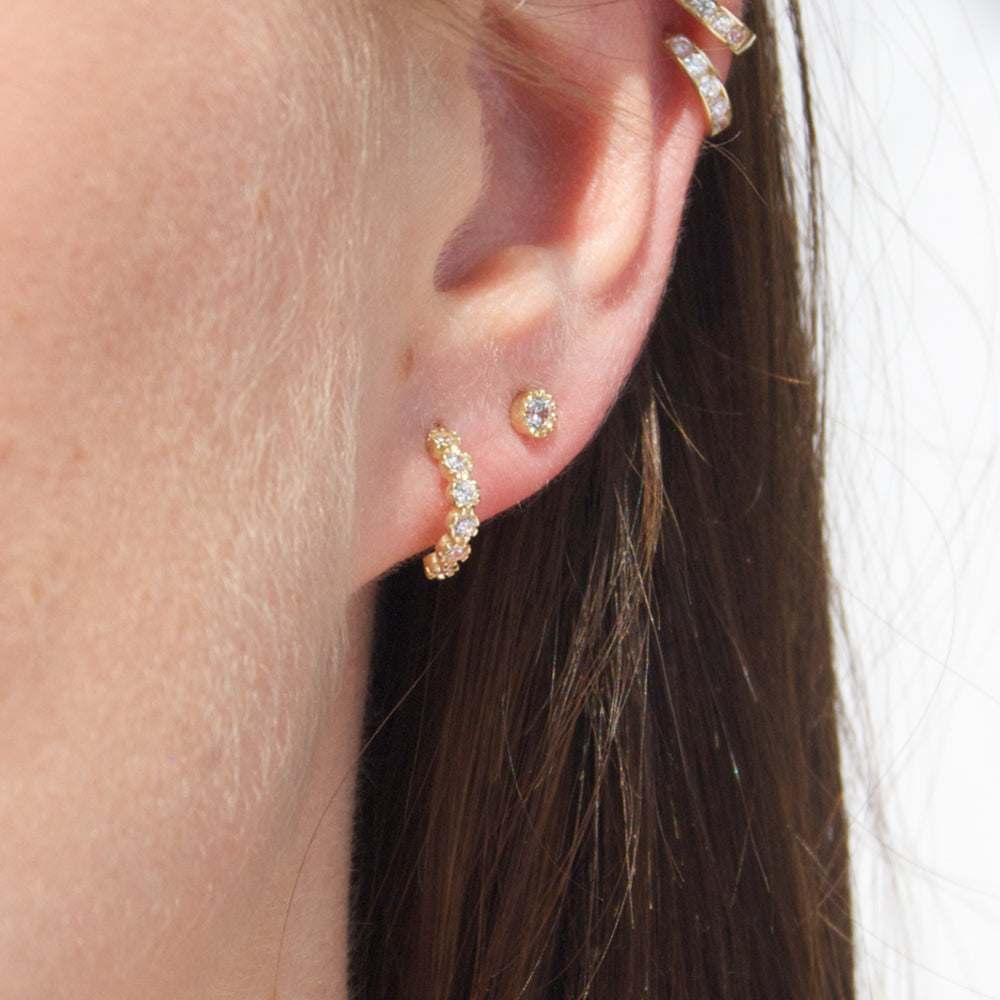 9ct Solid Gold Half Hoop Studs - Main Image