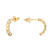 9ct Gold Bezel Half Hoop Studs - seol-gold