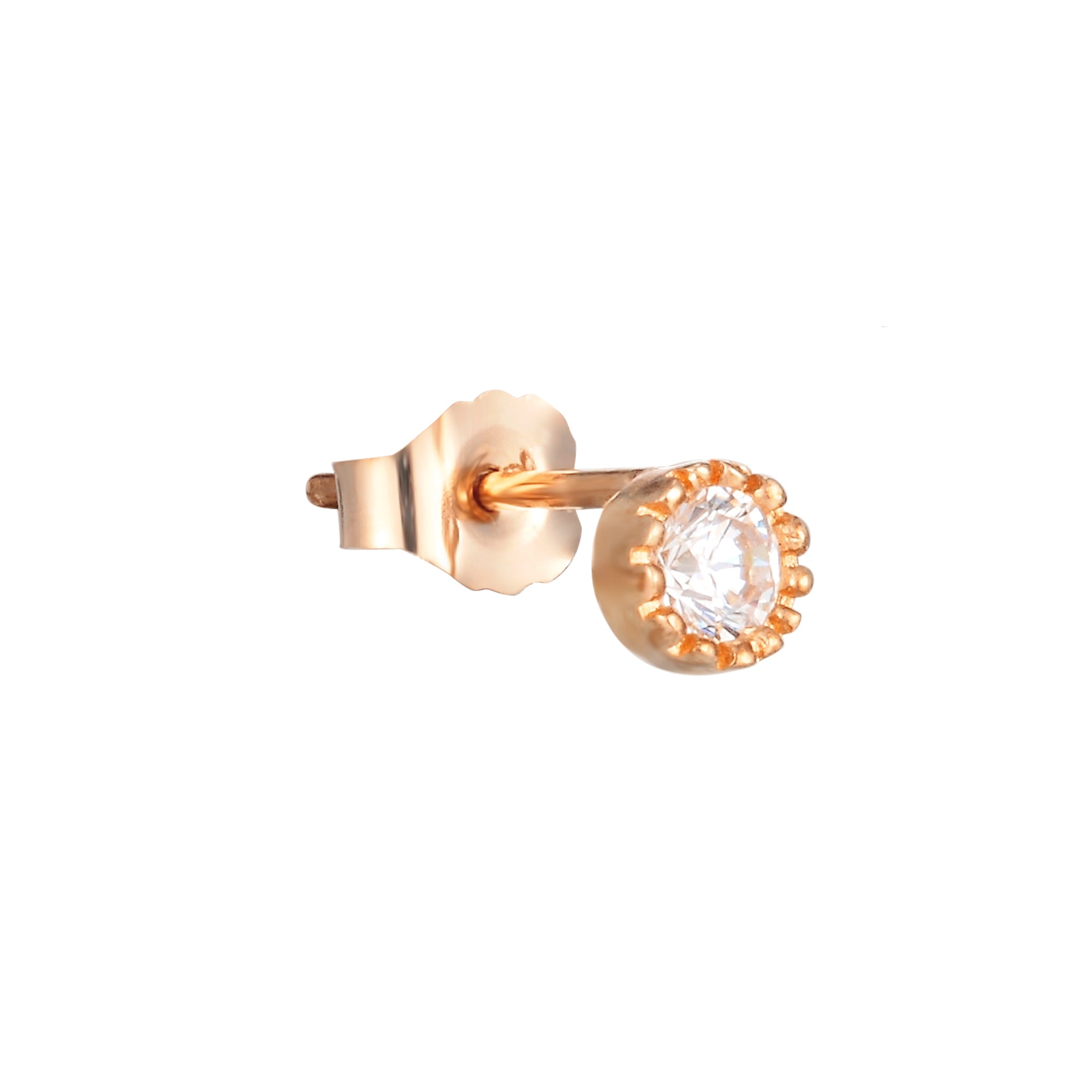 9ct Solid Rose Gold Scalloped Bezel Studs
