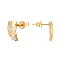 9ct Solid Gold CZ Pave Tusk Stud Earrings - seolgold