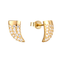9ct Solid Gold CZ Pave Tusk Stud Earrings - seolgold