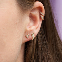 9ct Solid Gold CZ Pave Tusk Stud Earrings - seolgold