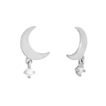 Sterling Silver Crescent Moon Charm Studs