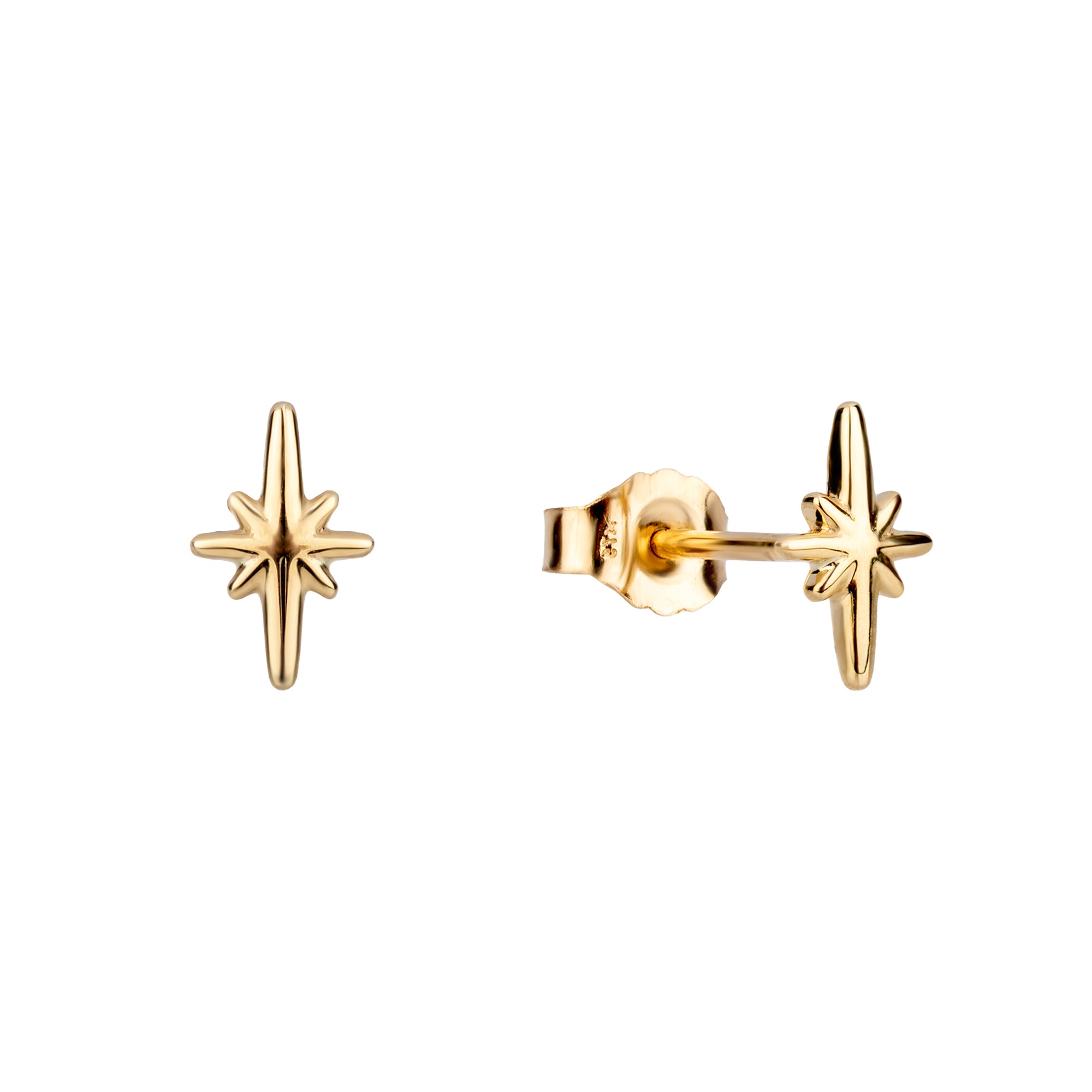 Gold star-shaped earrings on a white background - seolgold
