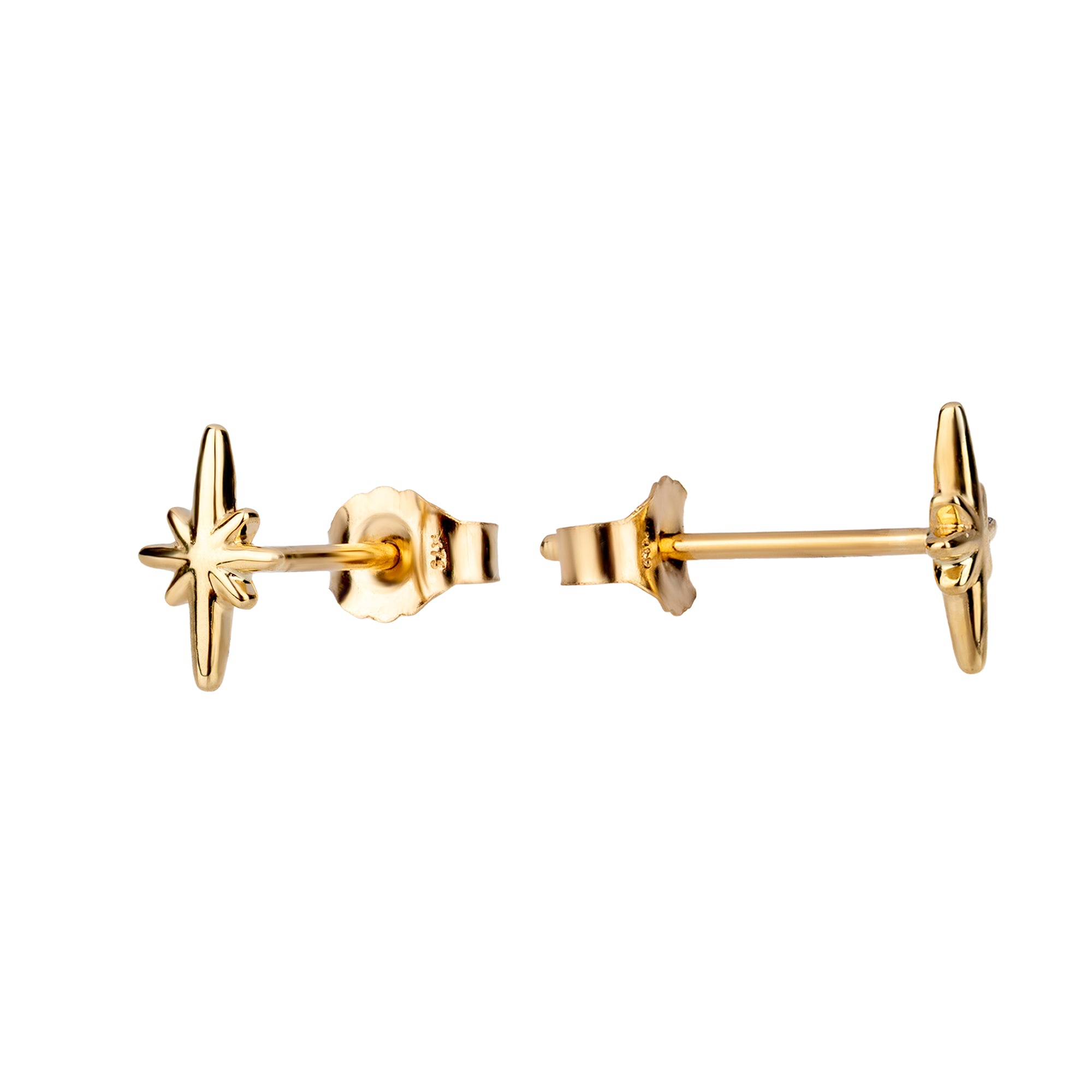 Gold star-shaped earrings on a white background - seolgold