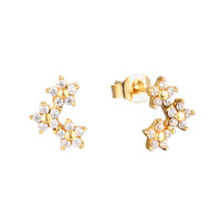 9ct Solid Gold Flower CZ Studs - seol-gold