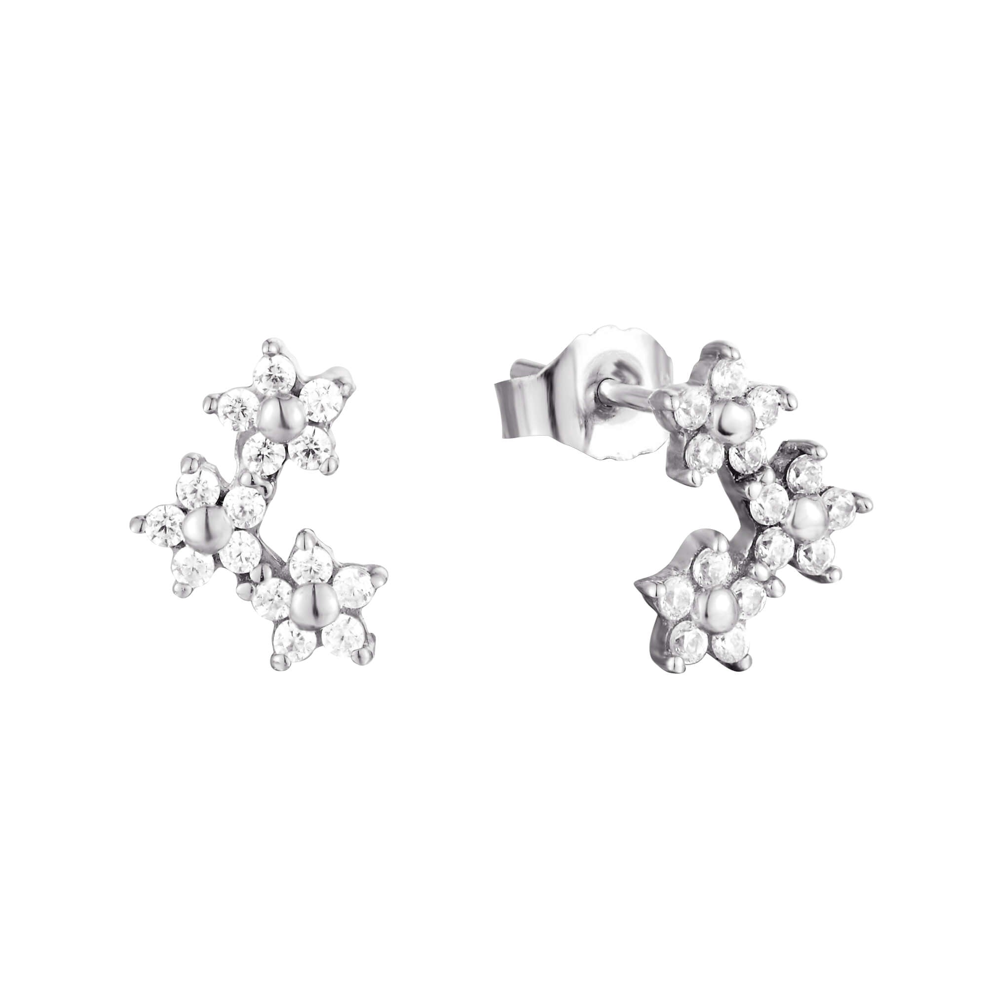 silver Flower CZ Studs - seol-gold