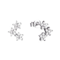 silver Flower CZ Studs - seol-gold