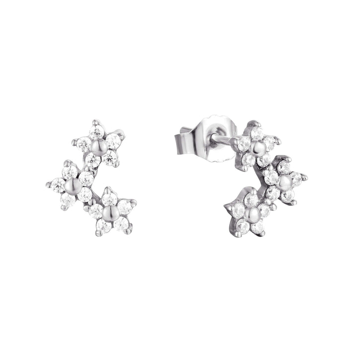 silver Flower CZ Studs - seol-gold