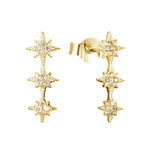 9ct Solid Gold Star CZ Climber Studs