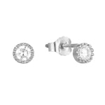 9ct Solid White Gold Scalloped Bezel Studs
