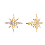 9ct Solid Gold Pave CZ North Star Studs