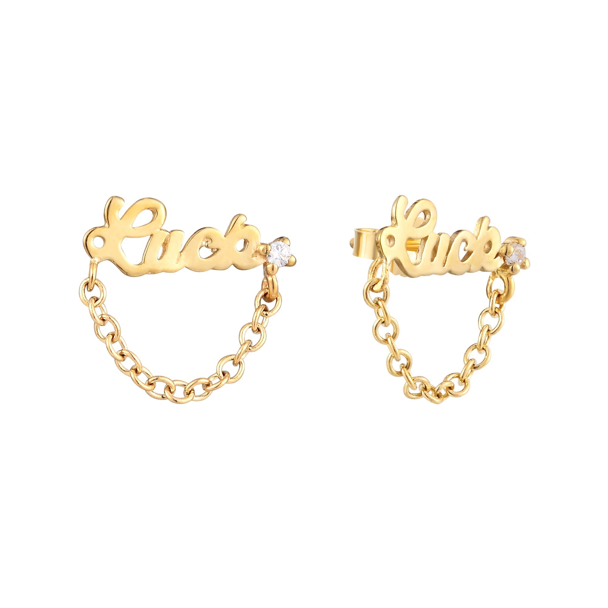 9ct gold word earrings - seolgold