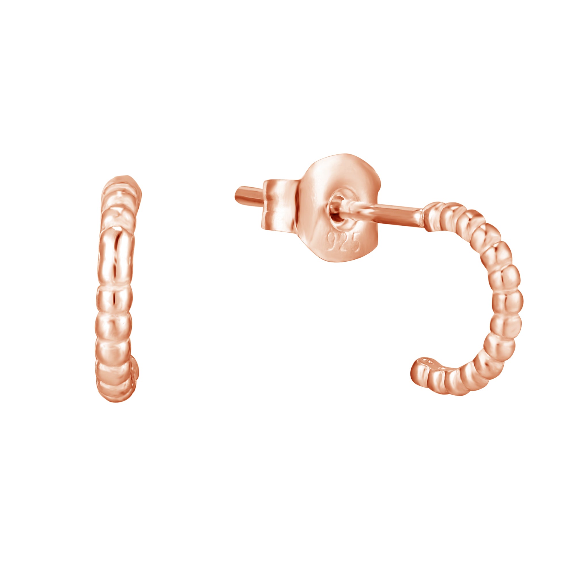 Rose gold hoop earrings on a white background - 9ct Solid Rose Gold Dot Stud Earrings - seolgold