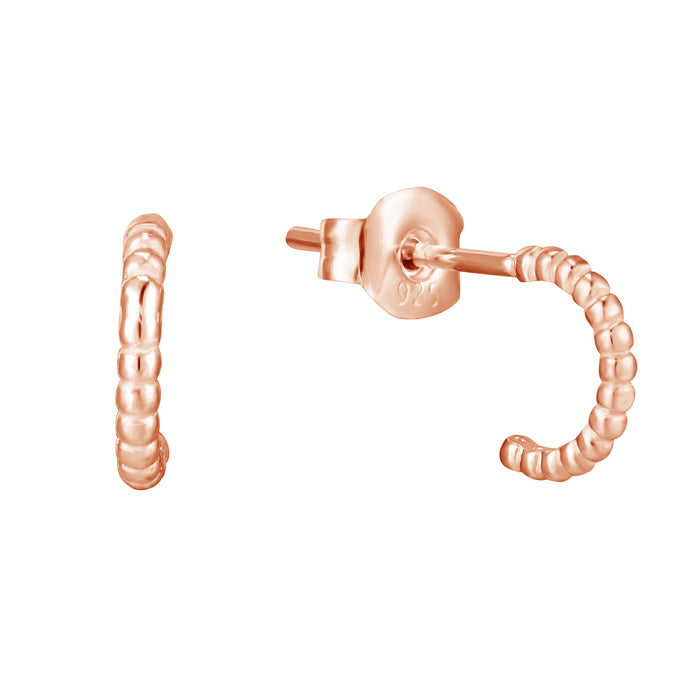 Rose gold hoop earrings on a white background - 9ct Solid Rose Gold Dot Stud Earrings - seolgold