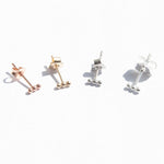 9ct Solid White Gold Tiny Dotted Bar Studs
