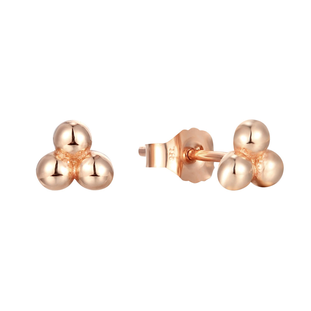 9ct Solid Rose Gold Triple Dot Studs