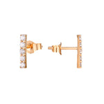 9ct Solid Rose Gold CZ Bar Studs
