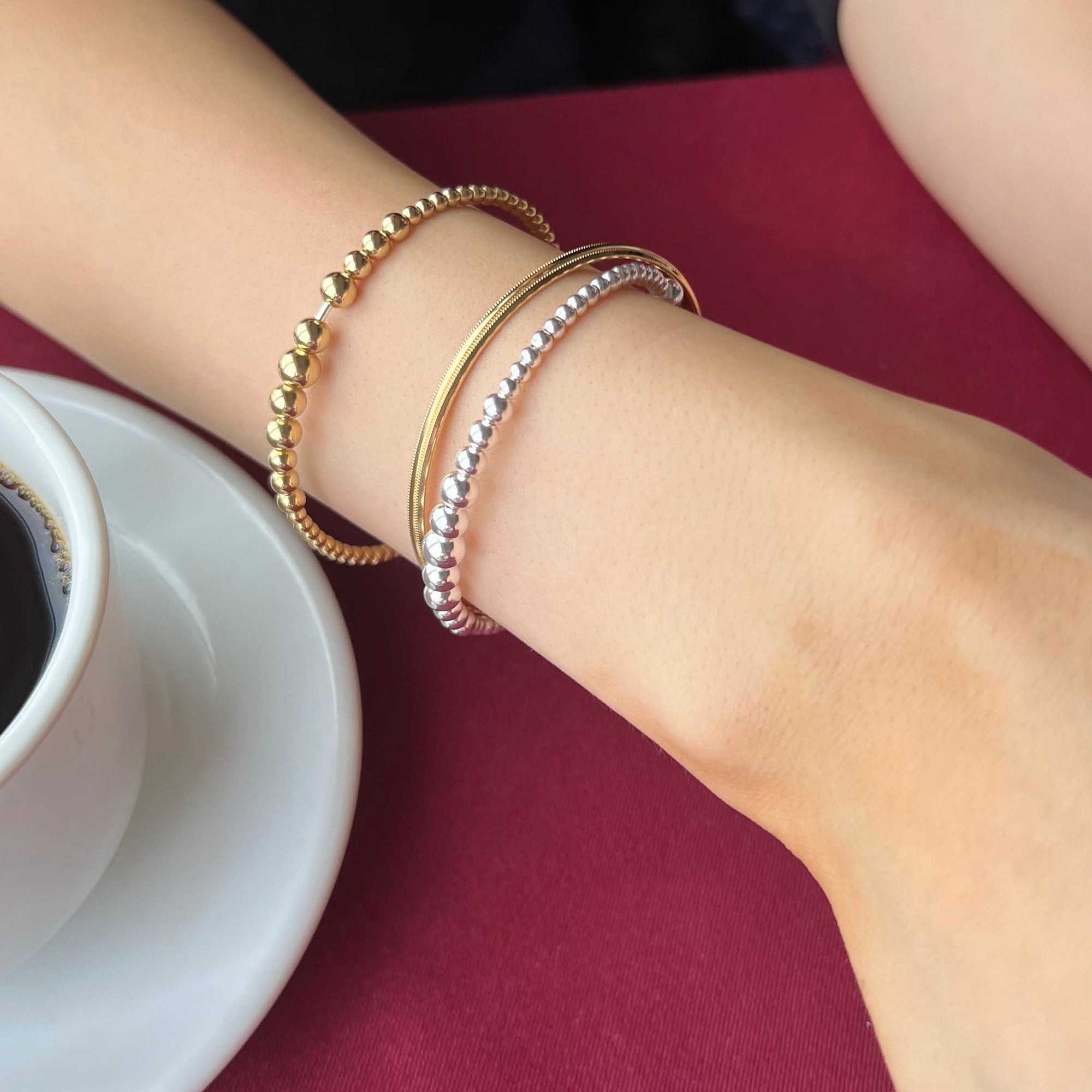 beaded ball bangle - seolgold