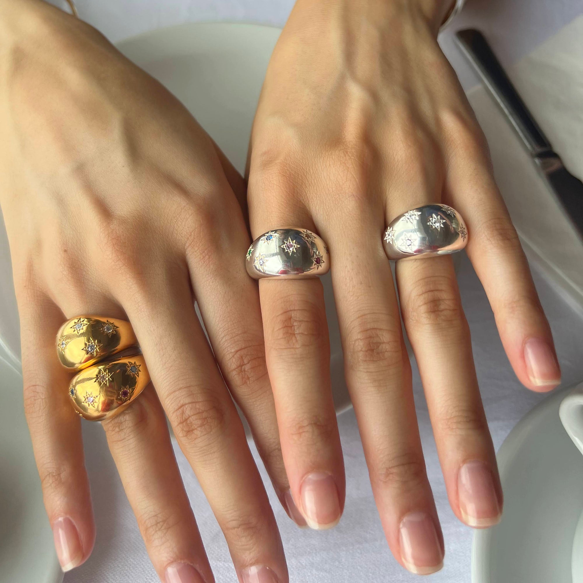 cz domed ring - seol gold