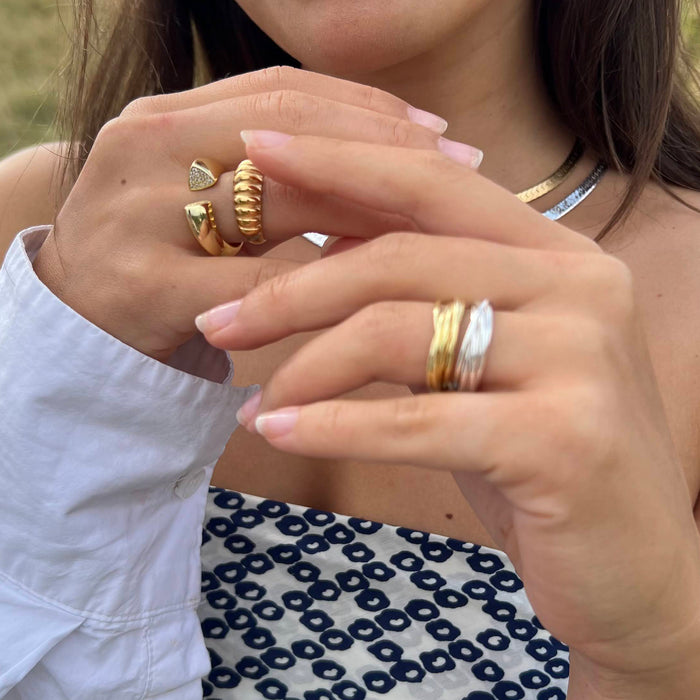 gold cz pave ring - seolgold