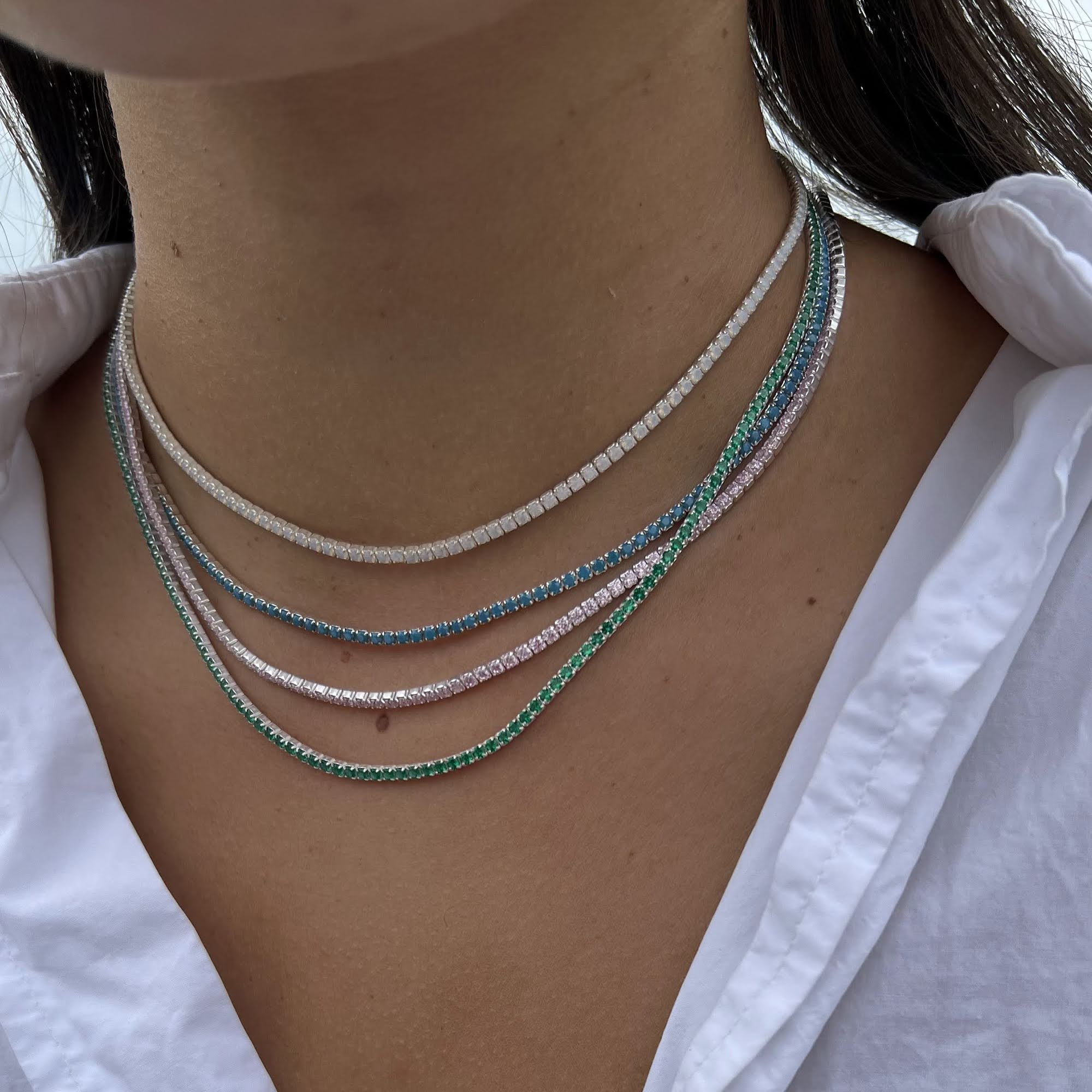 Sterling Silver Turquoise Tennis Choker - Main Image