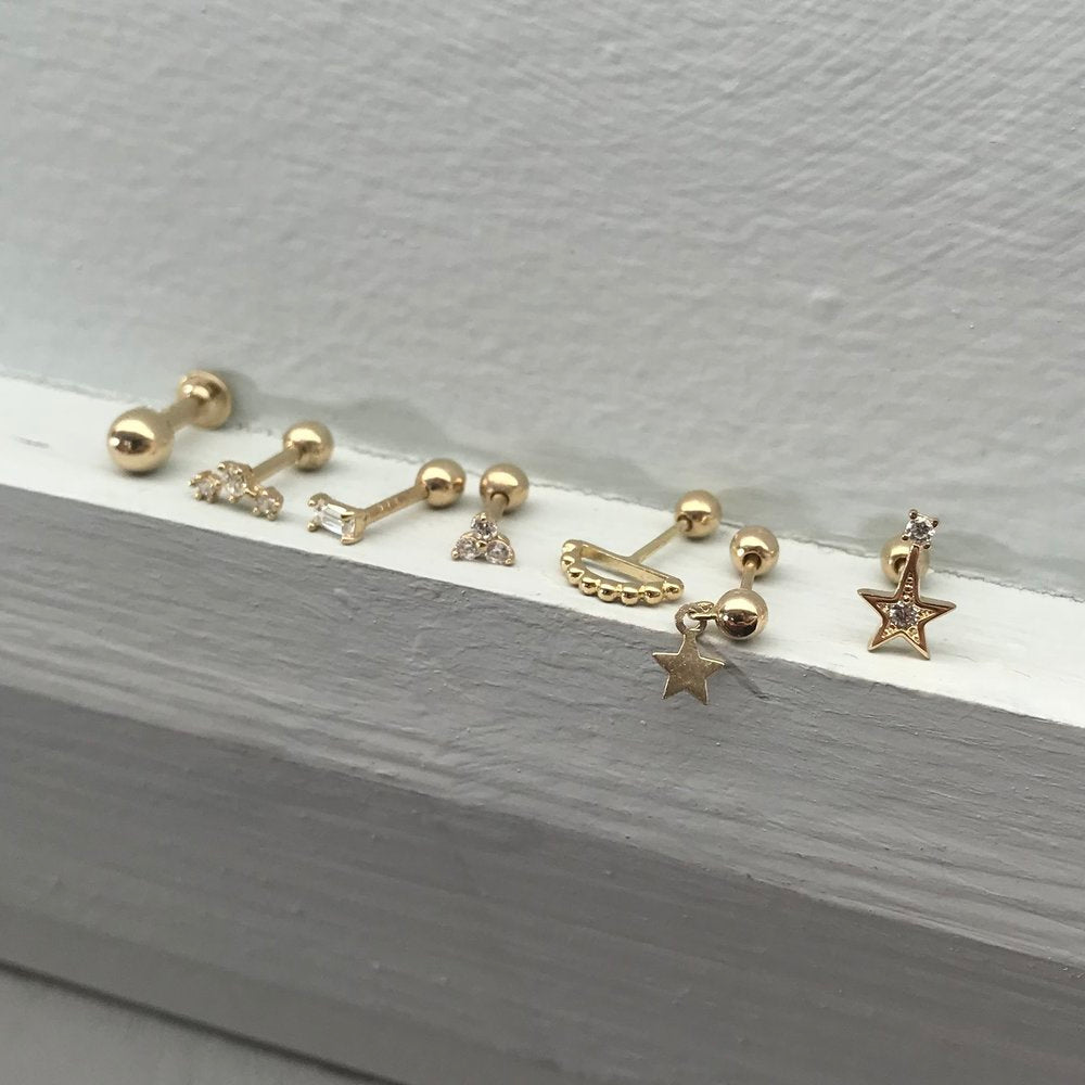 gold cartilage earring stud - seol-gold