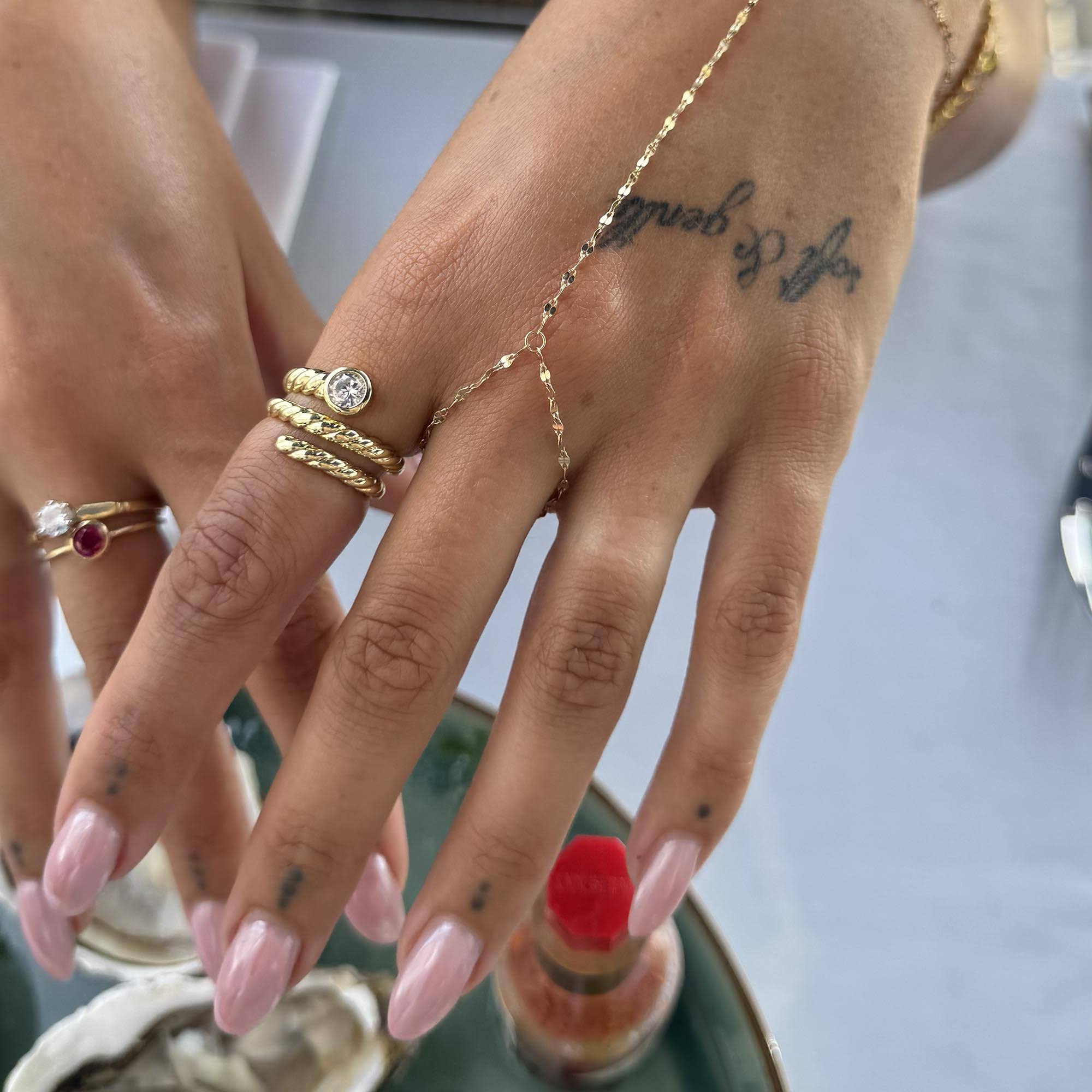 18ct Gold Plated CZ Twisted Rope Coil Ring