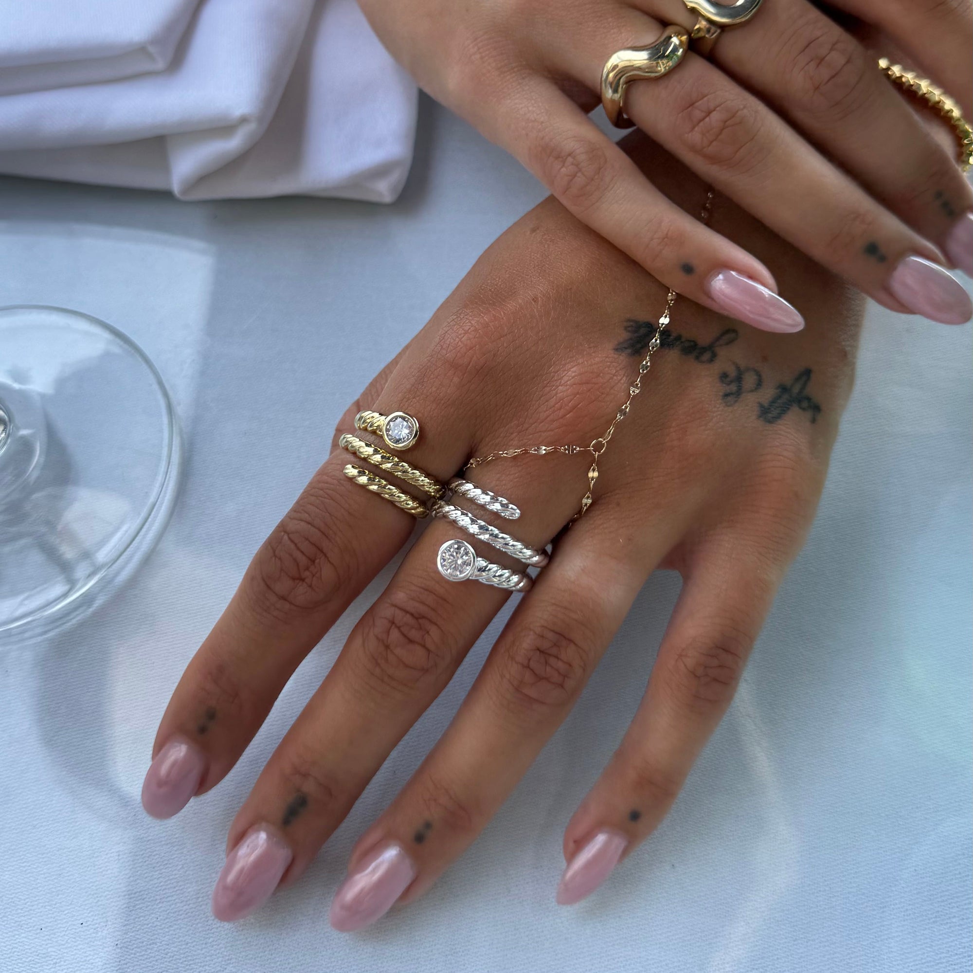 Sterling Silver CZ Twisted Rope Coil Ring