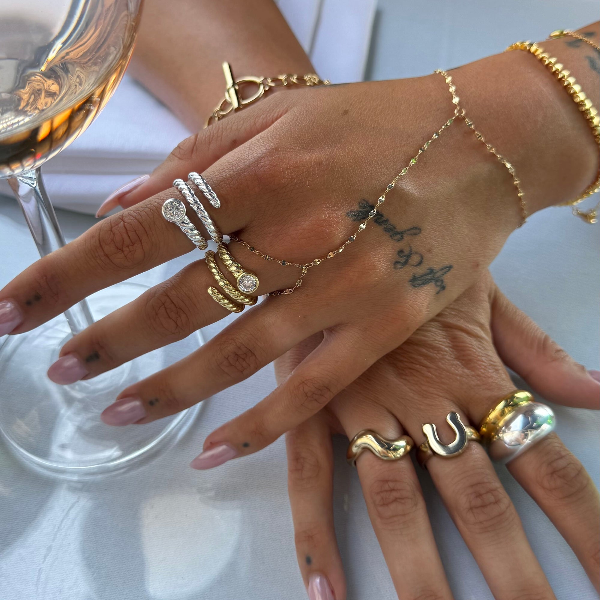 Sterling Silver CZ Twisted Rope Coil Ring