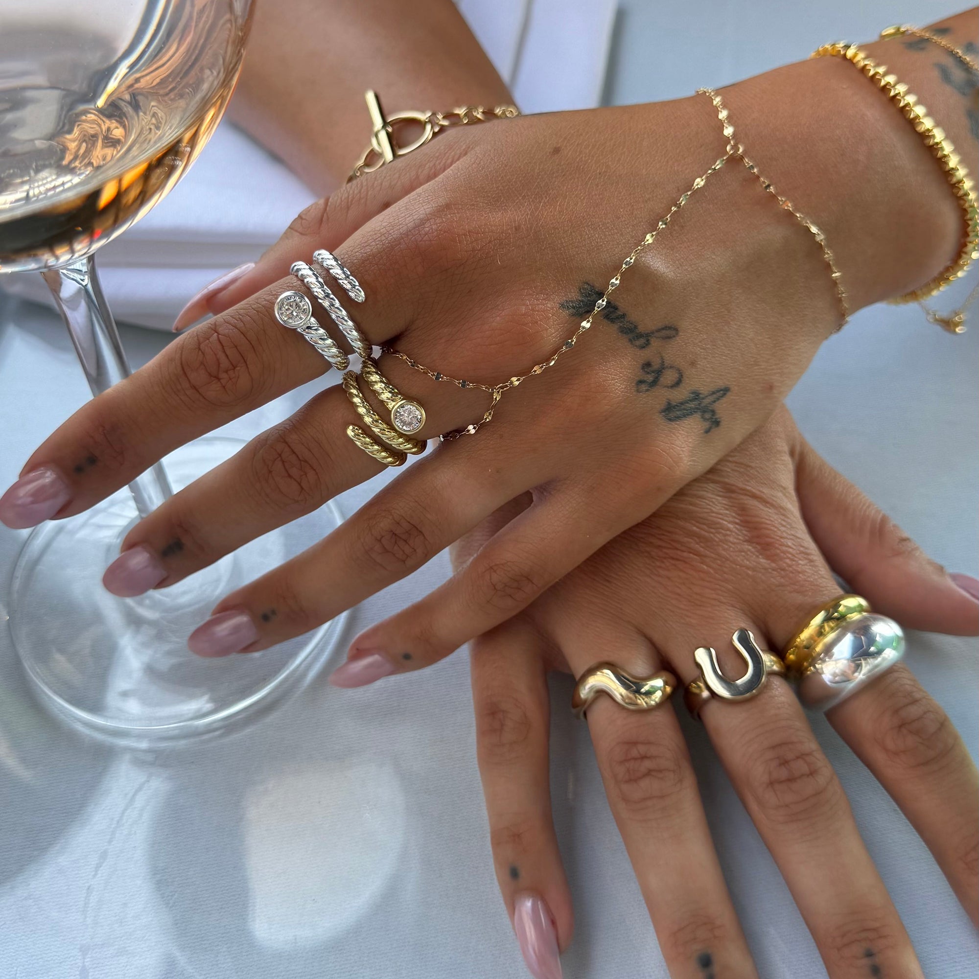 Sterling Silver CZ Twisted Rope Coil Ring