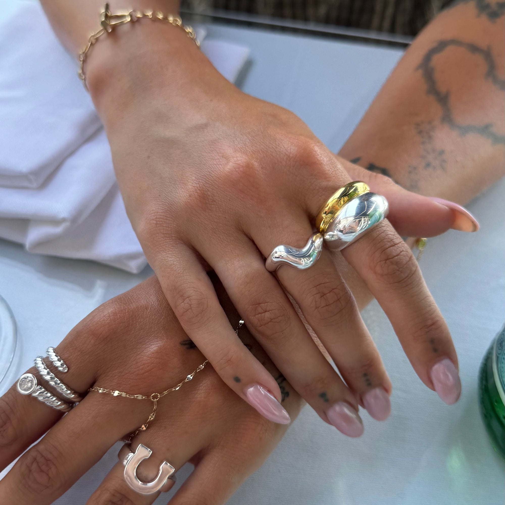 Mixed Metal Double Band Ring