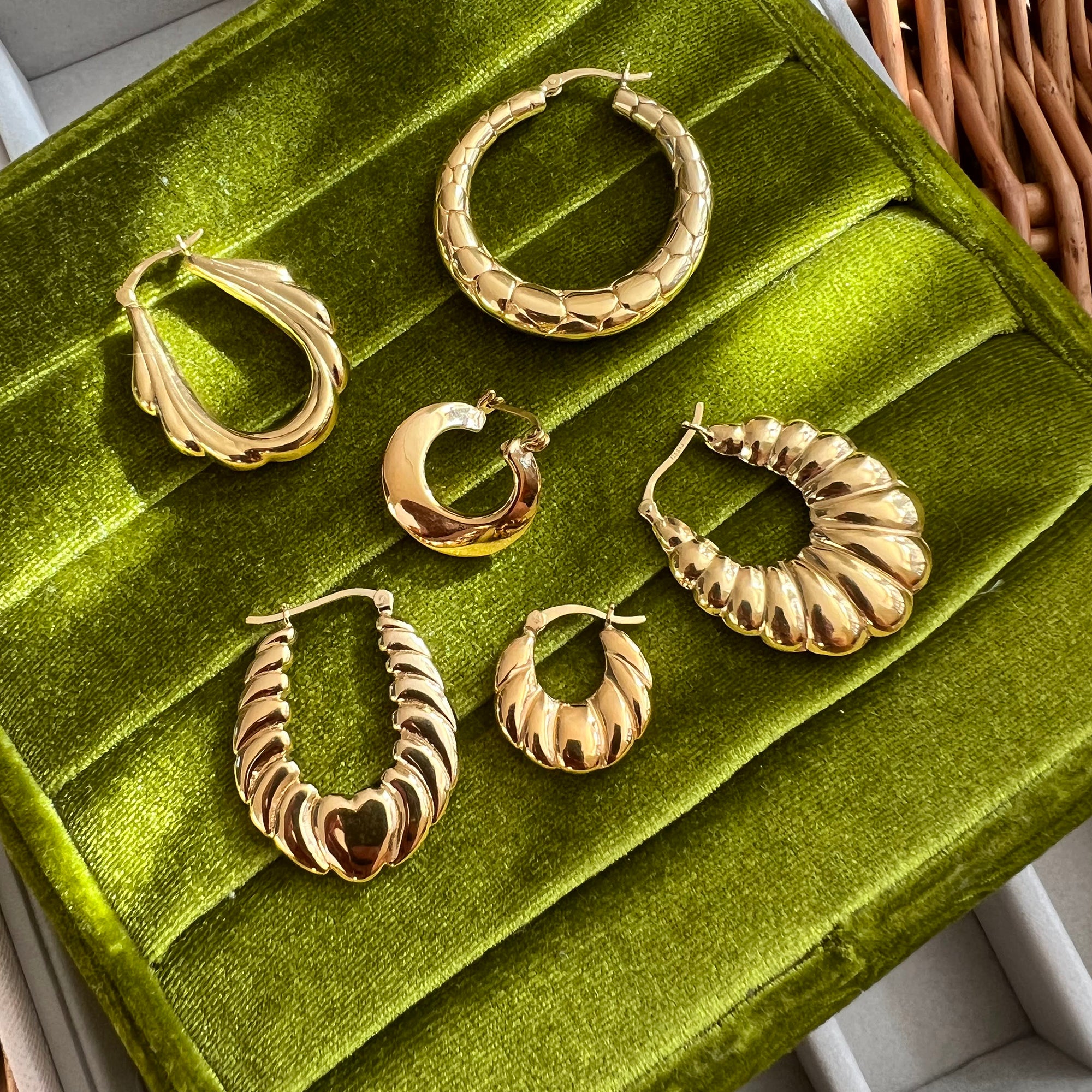 Gold Vermeil Gold Ribbed Hoop Earrings Women's Vermeil Medium