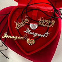 gold - silver - cz bubble heart necklace - seolgold